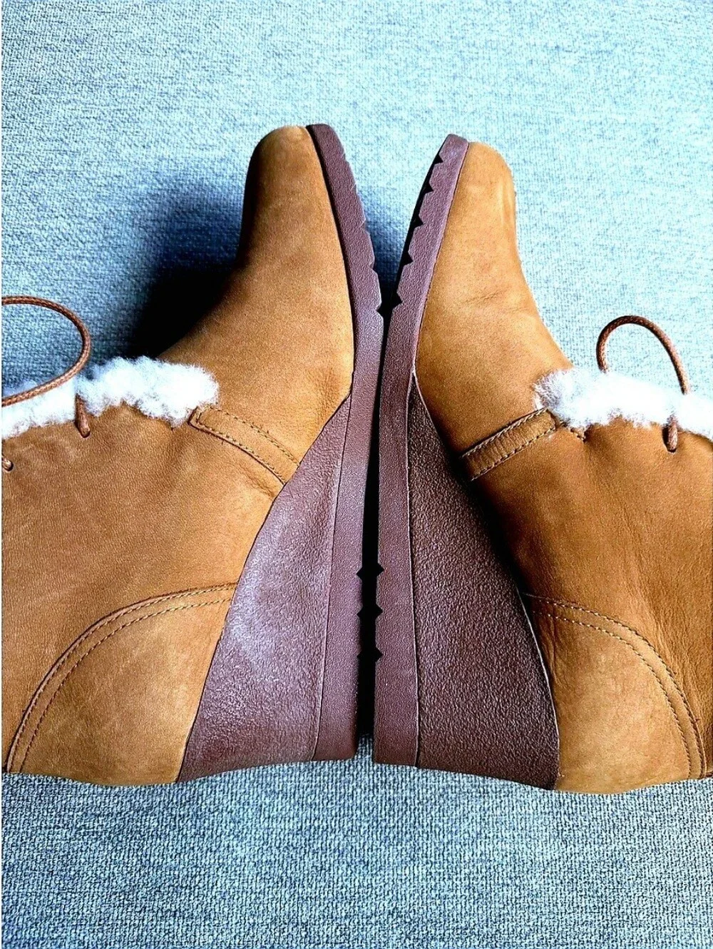 UGG JEOVANA CHESTNUT SUEDE WATERPROOF ANKLE WEDGE BOOTIES BOOTS Size 7